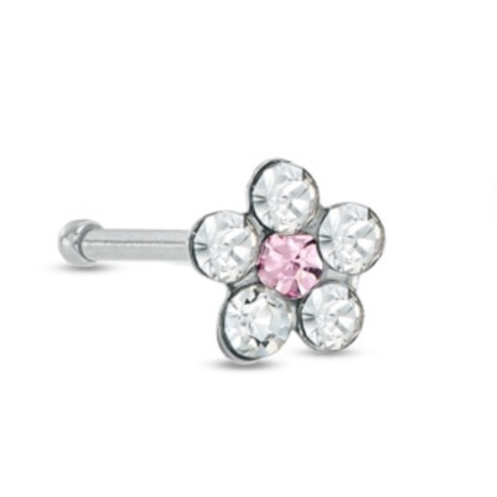 Nose Stud Palladium Crystal Flower